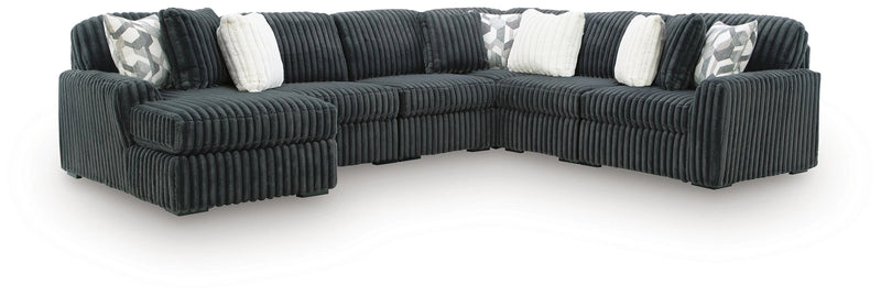 Midnight-Madness Sectional with Chaise - Gunmetal