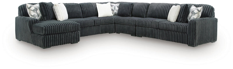 Midnight-Madness Sectional with Chaise - Gunmetal