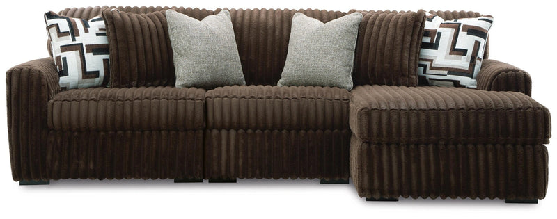 Midnight-Madness Sectional with Chaise - Chocolate